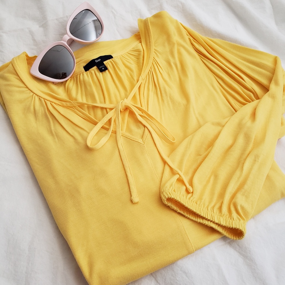 GAP yellow peasant boho blouse 3/4 sleeve